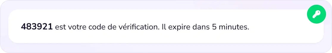 Message contenant un code de vérification à usage unique