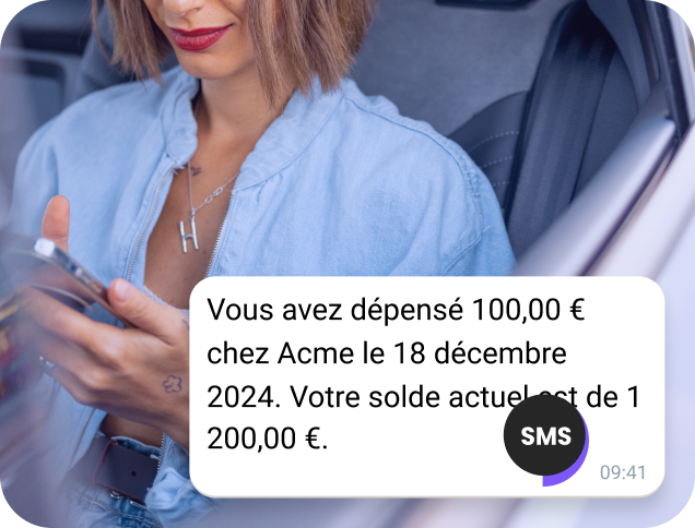Message SMS généré par l'IA de TopMessage alertant l'utilisateur du solde restant de son compte.