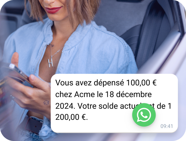 SMS personnalisé envoyé au contact avec le récapitulatif mensuel du relevé bancaire