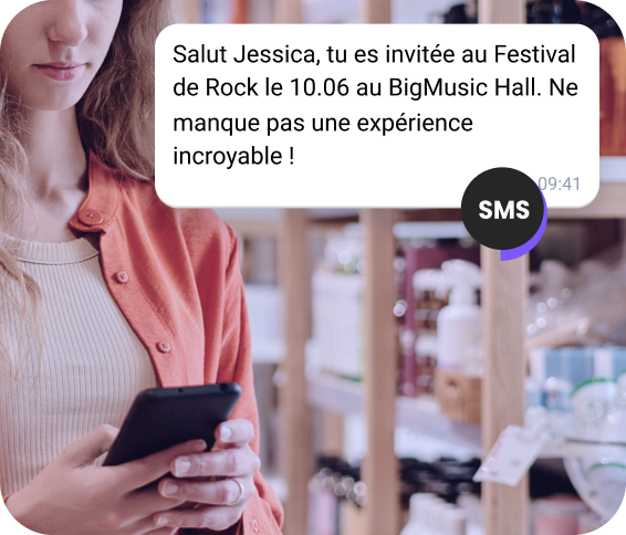 Message de vœux festif créé par TopMessage AI et envoyé par SMS, affiché sur l'écran d'un smartphone.