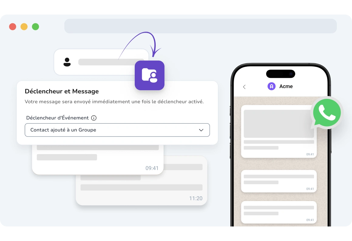 Capture d'écran de la page des campagnes basées sur les événements TopMessage.