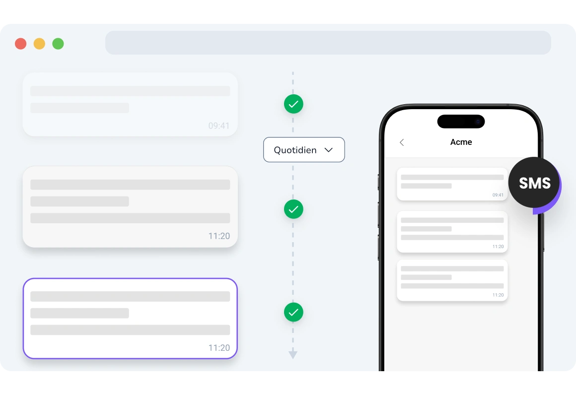 Capture d'écran de la page des campagnes récurrentes SMS TopMessage.