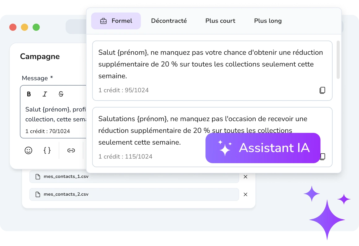 Utilisateur visualisant un message SMS généré par IA sur son téléphone, enrichi de texte personnalisé et haute performance pour un meilleur engagement.