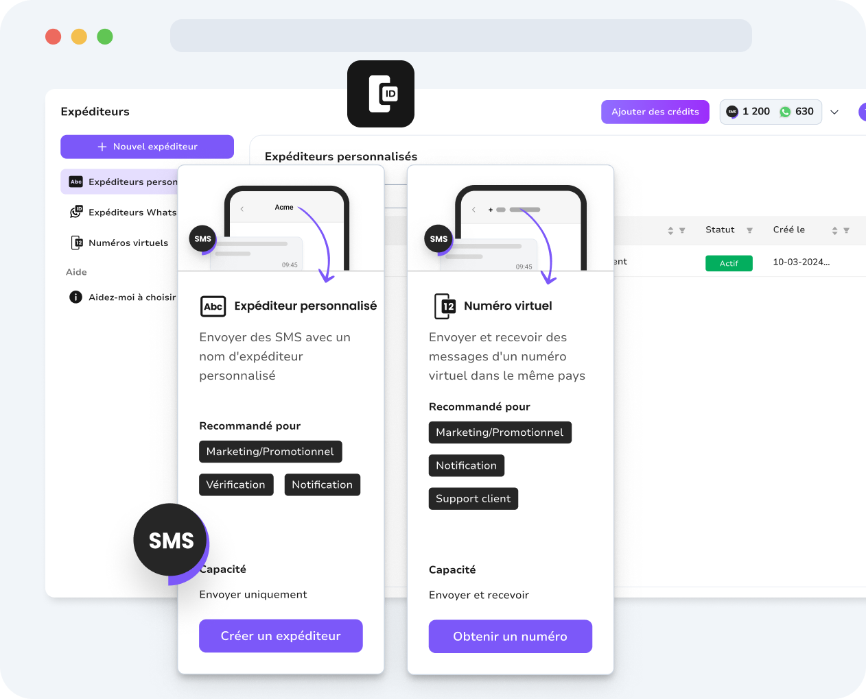 Aperçu du SMS avec rappel client