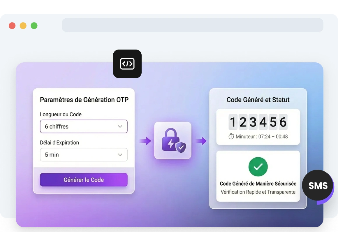 Capture d’écran de la page de génération de codes OTP de TopMessage.